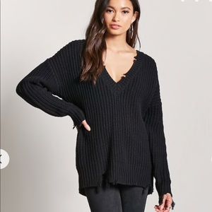 Black Distressed Sweater